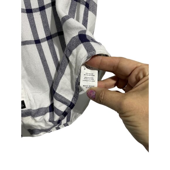Rails Britt Women's Button Down Shirt Ultra Soft Plaid Short Sleeve White Gray M - Picture 6 of 6
